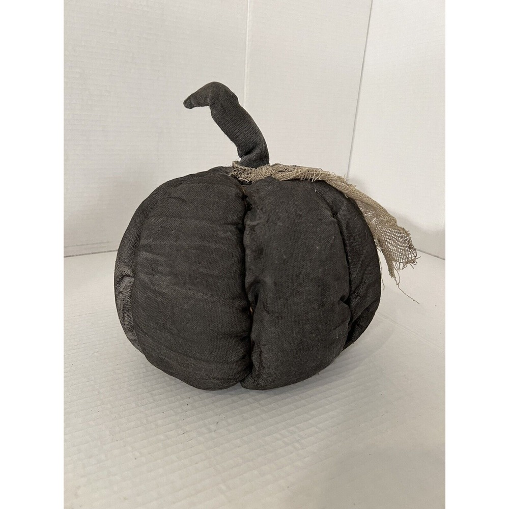 Cute Decorative Patchwork Fabric Stuffed Pumpkin Jack-O'-Lantern- Black/Gray - Picture 3 of 7